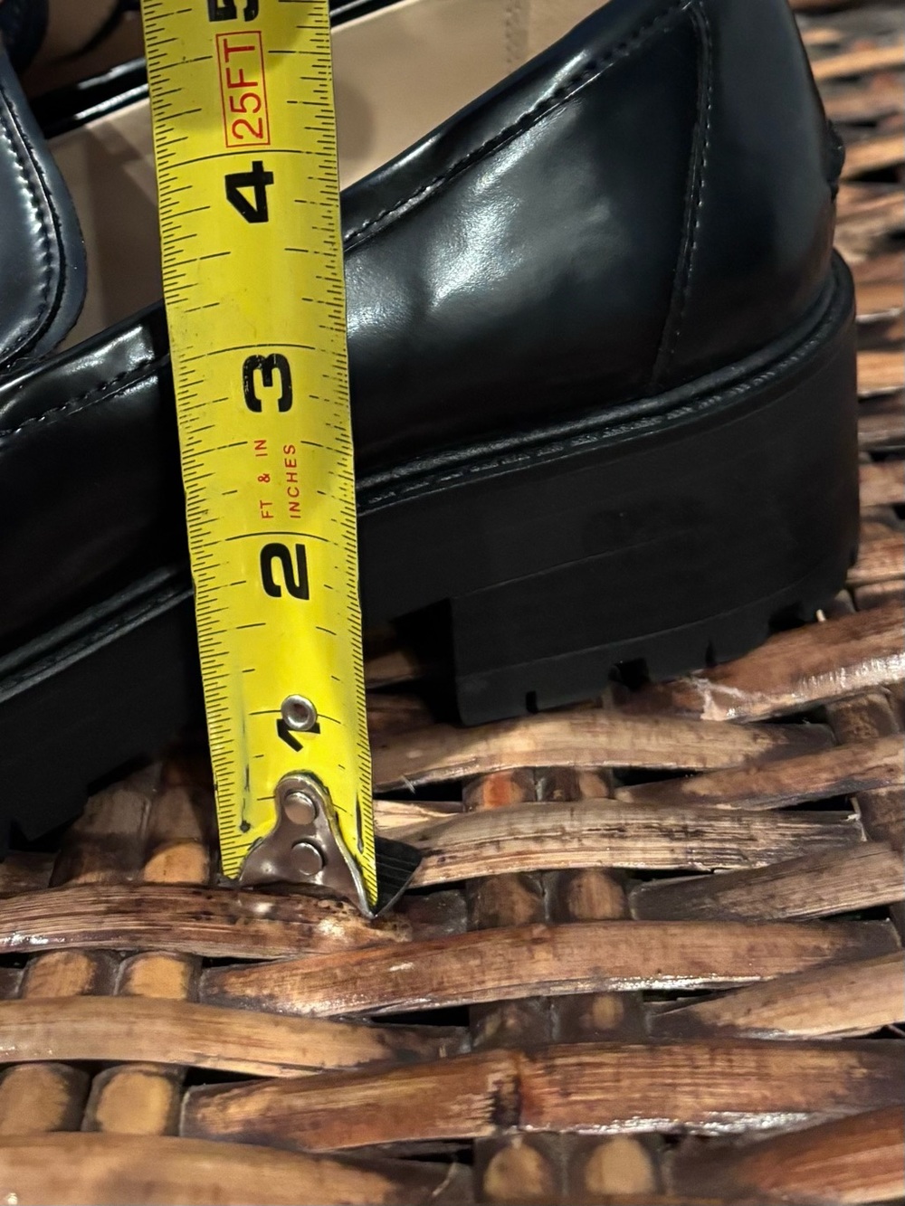Sam Edelman Black Patent Lug-Sole Loafers with Gold accents . Size 8 - Picture 10 of 12